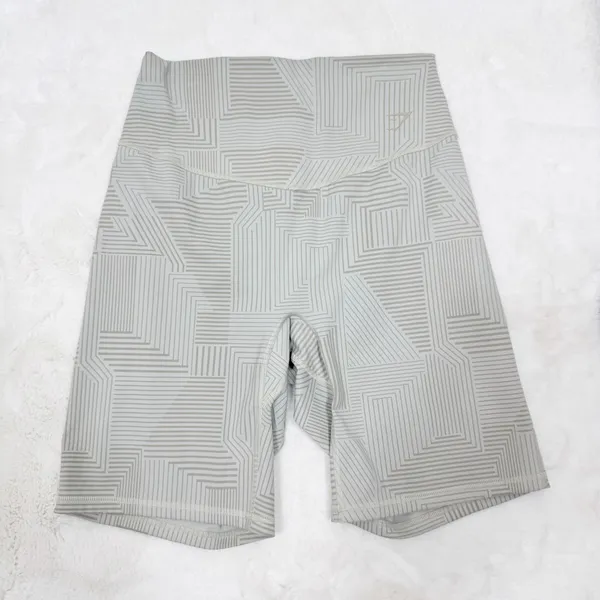 Gymshark Elevate Geometric Print Cycling Gym‎ Shorts Taupe Tan Medium - Image 3