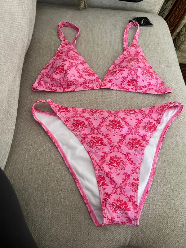 Zaful the Store GORGLITTER Women's Floral Paisley Swimsuit High Cut Thong Triangle Ring Bikini Sets Bathing - Image 7