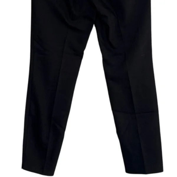 Zara Slim Straight Mid Rise Ankle Cropped Trouser Flat Front Pockets M Black - Image 6