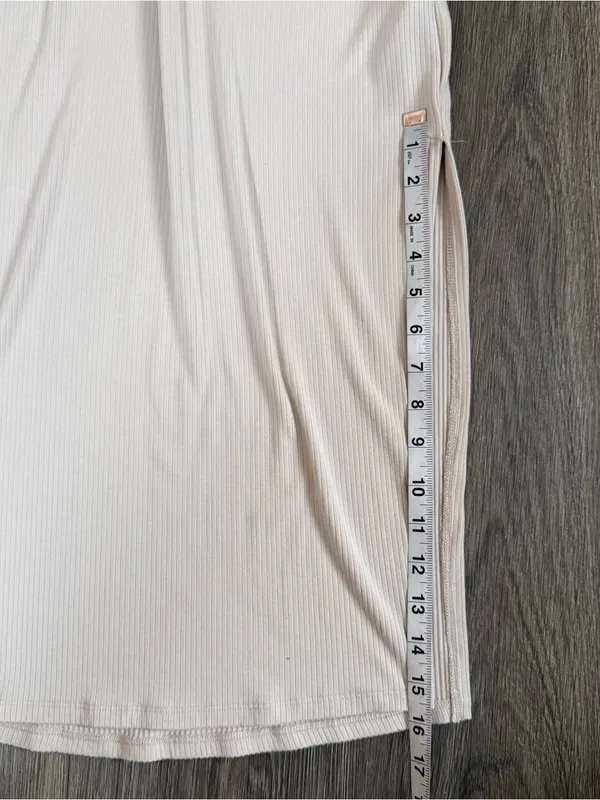 Abercrombie & Fitch Ribbed O-Ring Side Slit Dress in Cream Size XS - Image 6
