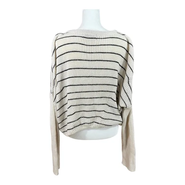 Urban Outfitters Crew Neck Slouch Crop Stripe Knit Sweater Size M A35 - Image 8