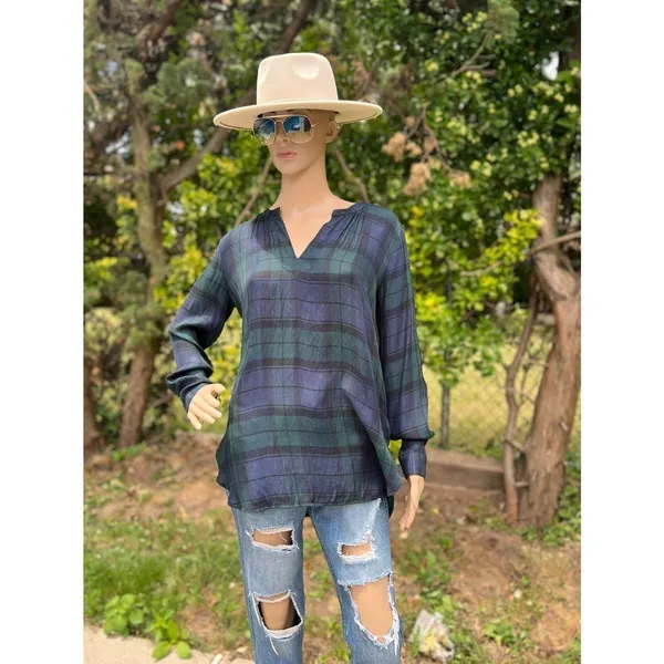 Womens AnnTaylor Loft Preppy Softened plaid Tunic Small - Image 3