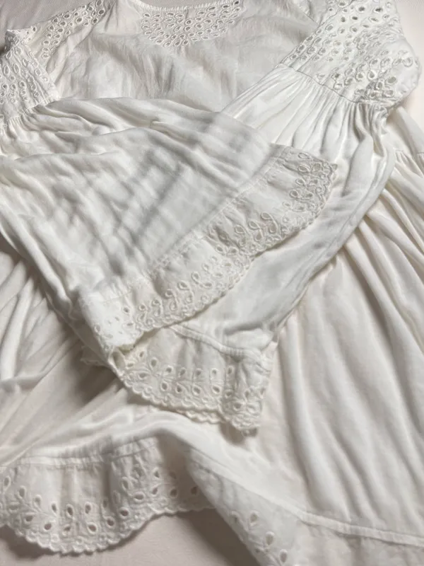 Free People White Eyelet Embroidered Peplum Tunic Blouse Size S Boho - Image 7
