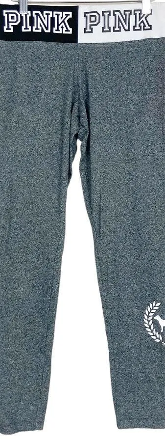 Pink Victoria's Secret Yoga Heathered Gray Leggings Sz M - Image 4