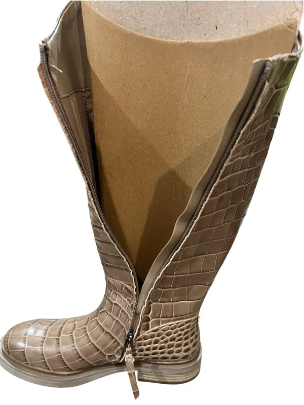 Sam Edelman Fable Cedarwood Croc Leather Tall Riding Boots Size 8 New in Box - Image 8