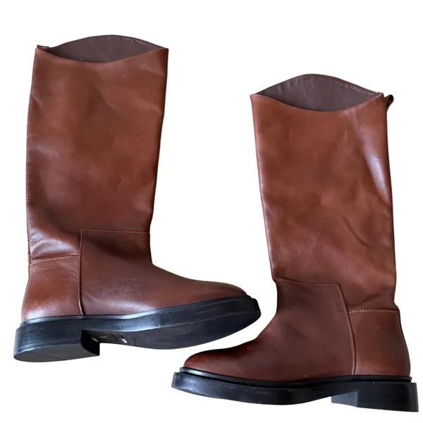 Steve Madden Gaige Brown Leather Tall Riding Boots Lug Sole Womens Size 6.5 - Image 3