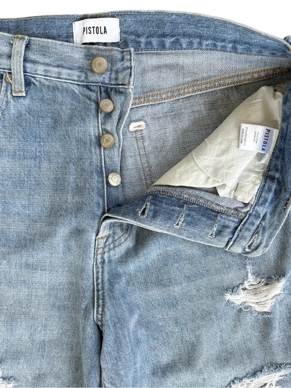 EUC Pistola Relaxed Fit Distressed Straight Leg Jeans Size 27 - Image 3