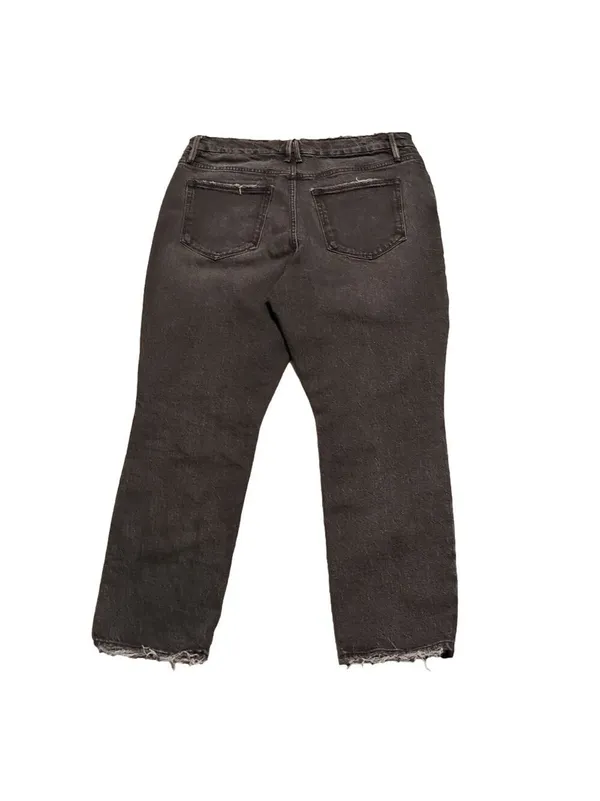Good American Black Distressed Raw Hem Jeans Size 14/32 - Image 8