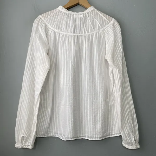 Old Navy Perfect Fit Sheer Peasant Top Size L White Renaissance Boho Romantic - Image 5