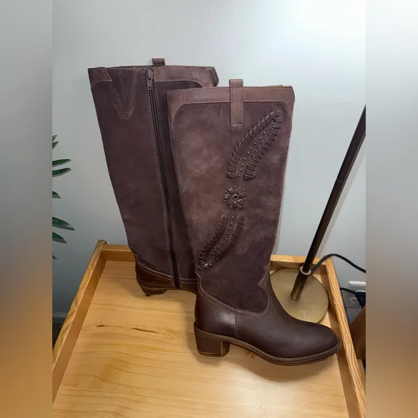 Brioso Sedona Leather and‎ Suede Whipstitch Tall Shaft Boots 6 - Image 2