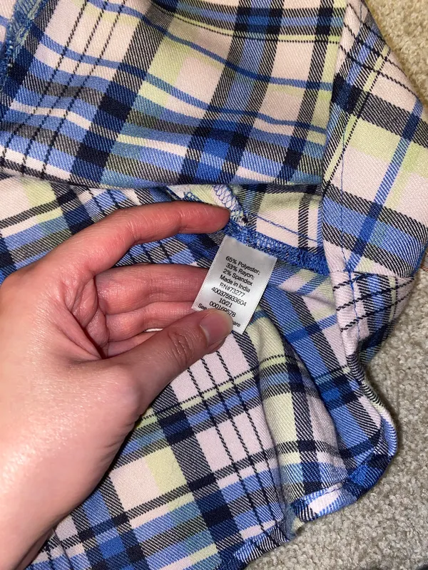 SO Pink Plaid Mini Skirt Blue Size 8 - Image 7