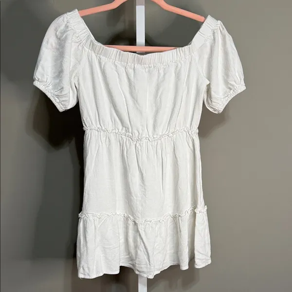 Blue‎ Blush White Off-Shoulder Dress Ruffles Small - Image 2