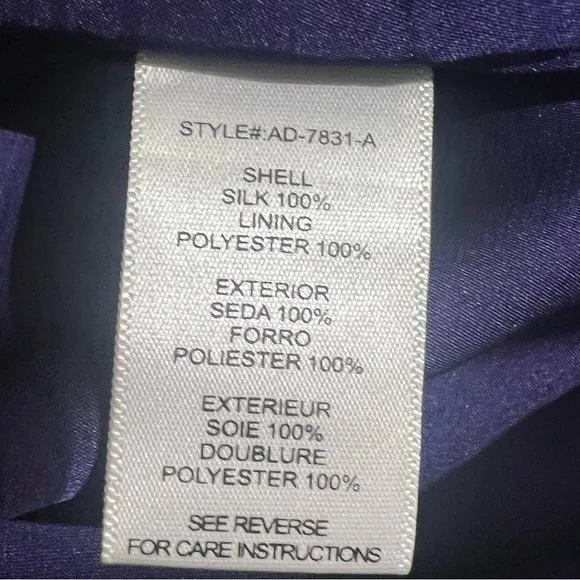 Aryn K Purple Silk Dress Size M 100% Silk Print‎ V-Neck Elastic Waist Fairycore - Image 7