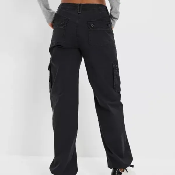 American Eagle AE Snappy Stretch Baggy Cargo Jogger Pants Black Size 6 - Image 2