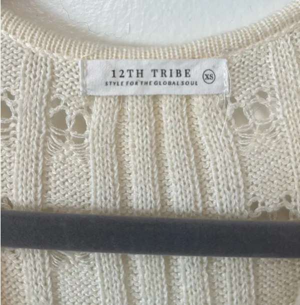 12th Tribe Nicoletta Cream Knit Longline Top - Image 7