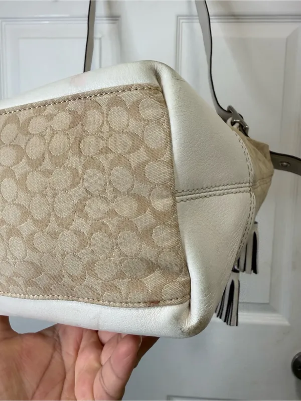 Coach Beige Signature Stripe Crossbody Bag - Image 7