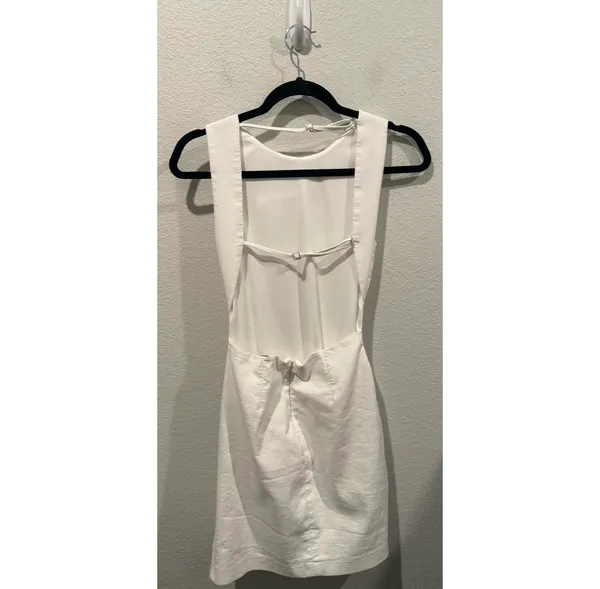 ZARA Gathered and Ruched Antique White Open Back Mini Dresses - Image 3