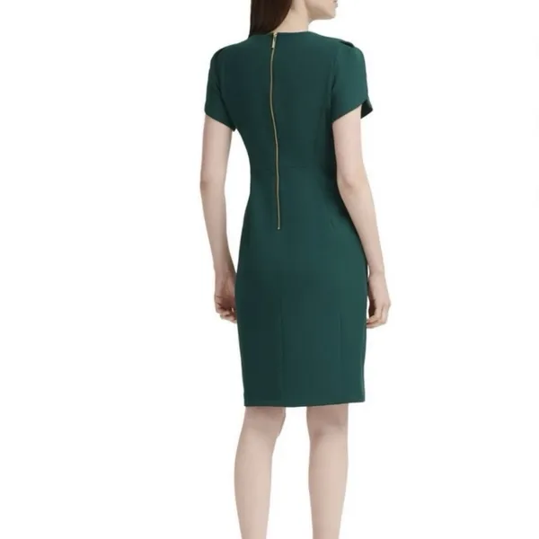 Calvin Klein Dark Green‎ Tulip Sleeve Stretch Crepe Sheath Dress Size 12 - Image 3