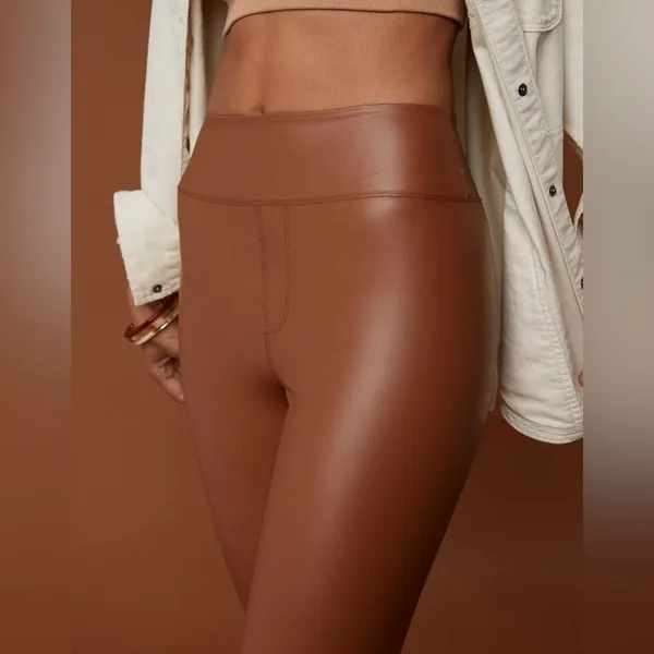 OFFLINE By Aerie Real Luxe Faux Leather Legging in Horizon Brown Size Medium - Image 5