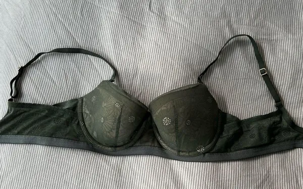 Lace Green and Tan Bra with Rose Gold clasps - Image 3