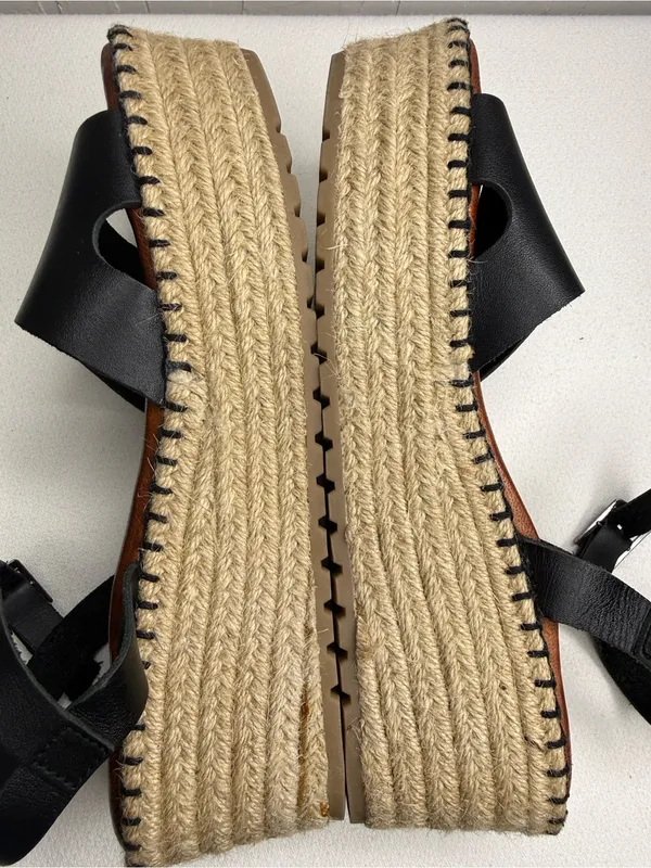 Musse & Cloud Black Leather Strap Sandals - Image 3