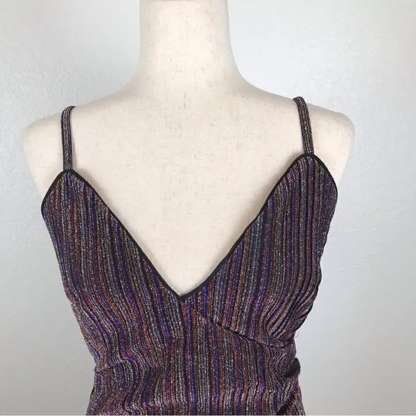 Revolve NBD Andela multicolored metallic wrap‎ style ruched side mini dress M - Image 5