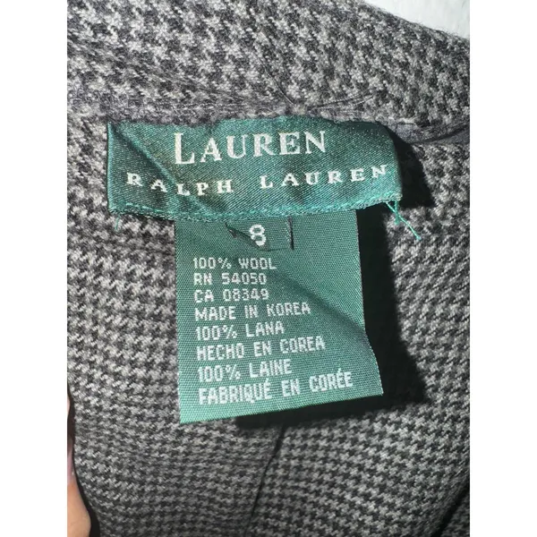 Lauren Ralph Lauren Wool Houndstooth Midi Skirt Womens Size 8 Academia Fall Warm - Image 4
