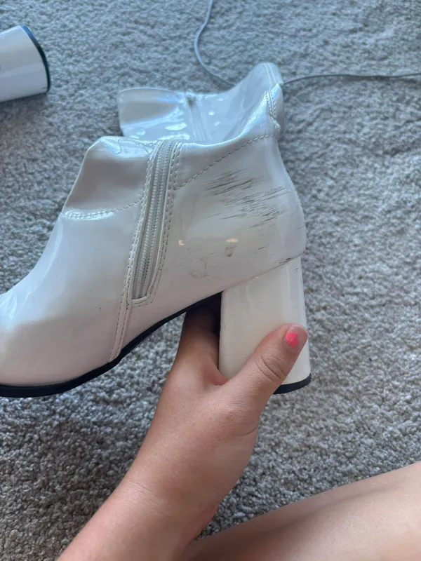 White Thigh High Boots Size 9 - Image 6