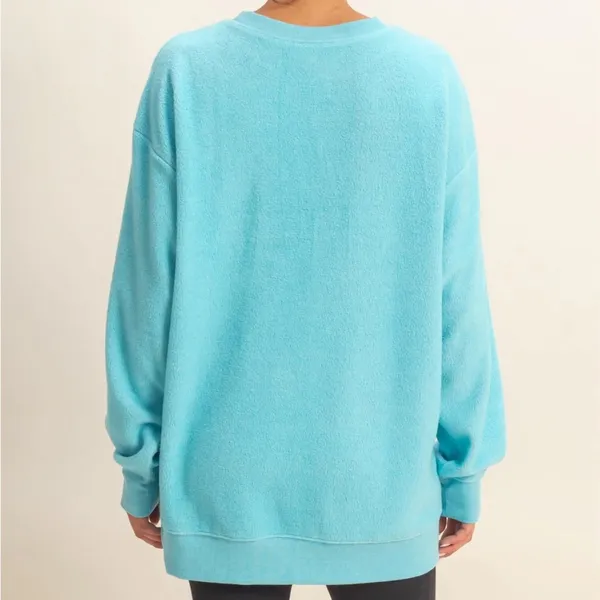 NEW Double Zero Oversized Crewneck Casual Sweatshirt Sky Blue size Large - Image 4