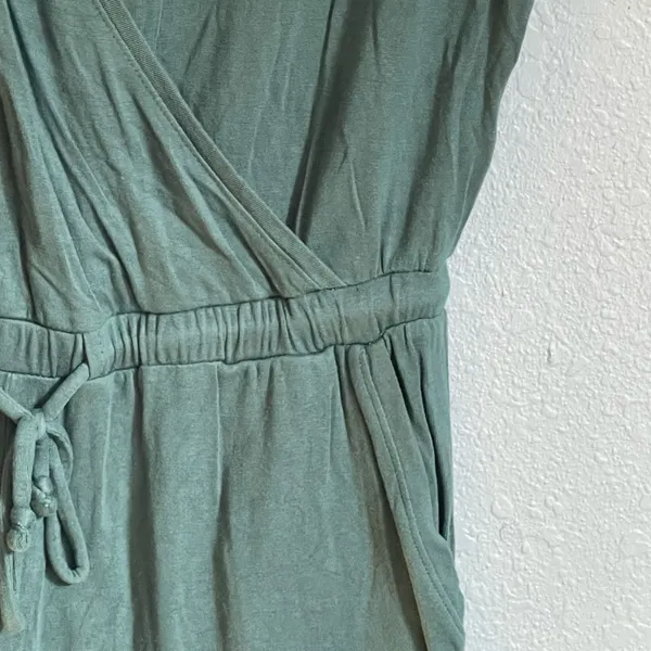 Old Navy Green V-Neck Short Sleeve Elastic Waist Drawstring Romper - Image 6