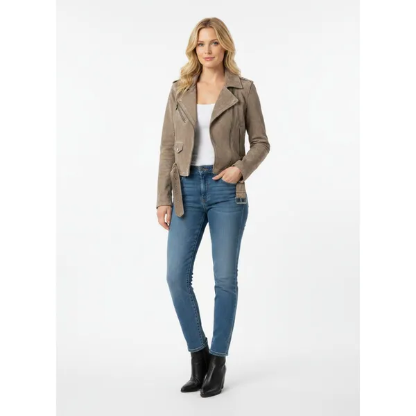 Blank NYC Tan Suede Leather Long Sleeve Cropped Moto Jacket M - Image 7