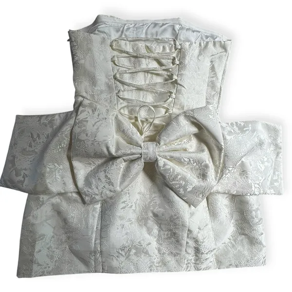 NWD BabyBoo Elenora Mini Dress Ivory Big Bow Size Medium - Image 5