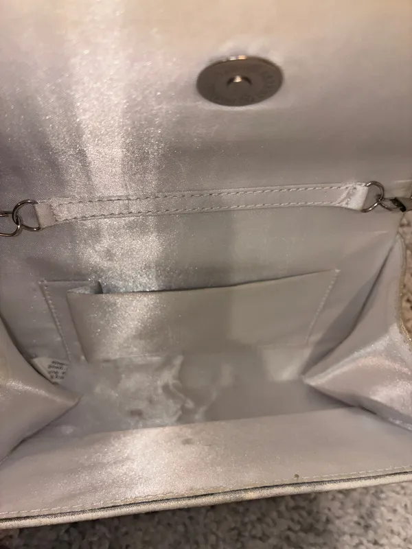 Silver Sparkly Evening Bag Missing Rhinestones and Minor Staining as Pictured - Image 3