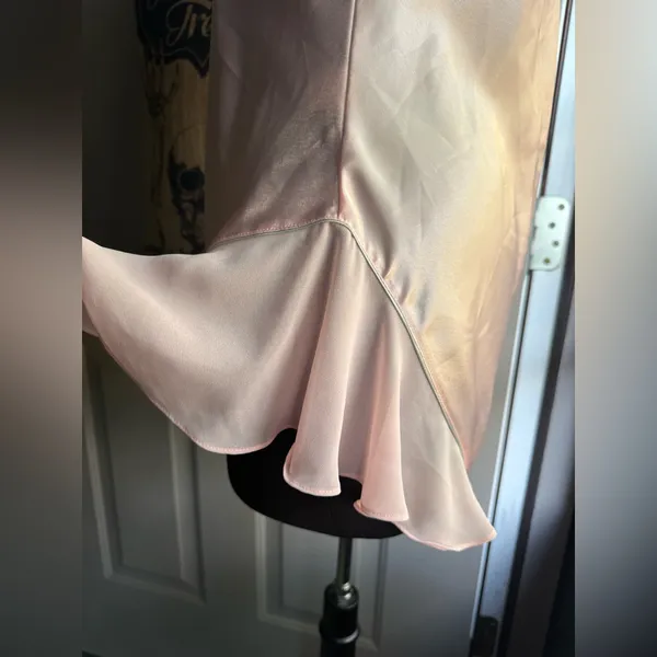 Vintage Val Mode pink chiffon trim satin bodysuit robe set, size medium - Image 13