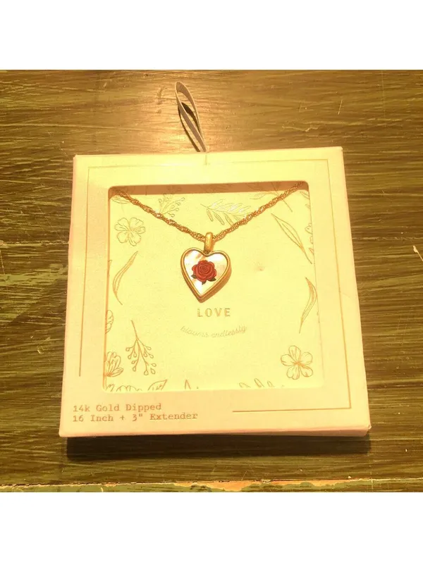 Target Love Blooms Endlessly 14K Gold Dipped Heart Necklace with Red Rose 16” - Image 2