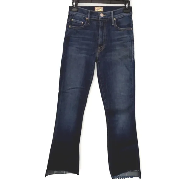 MOTHER Denim The Hustler Ankle Jeans Womens 24 High Rise Frayed Hem Bootcut Blue - Image 2