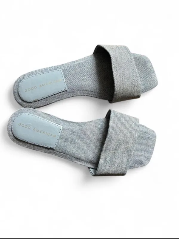 Good American Light Blue Denim Summer Slide Sandals Square Toe Size 6.5 Wide - Image 2