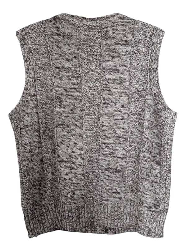 Vintage North Crest Sweater Vest Large Gray Marled Ramie Cotton Grandpa Preppy - Image 3