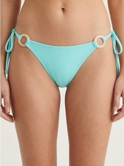 Aerie Light Blue Side-Tie Bikini Bottom Ring Detail Size XS - Image 3