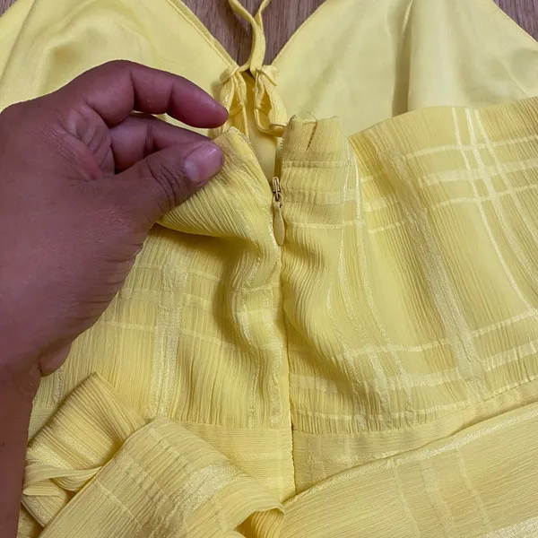 Yellow Sleeveless Wrap Dress Size M - Image 7