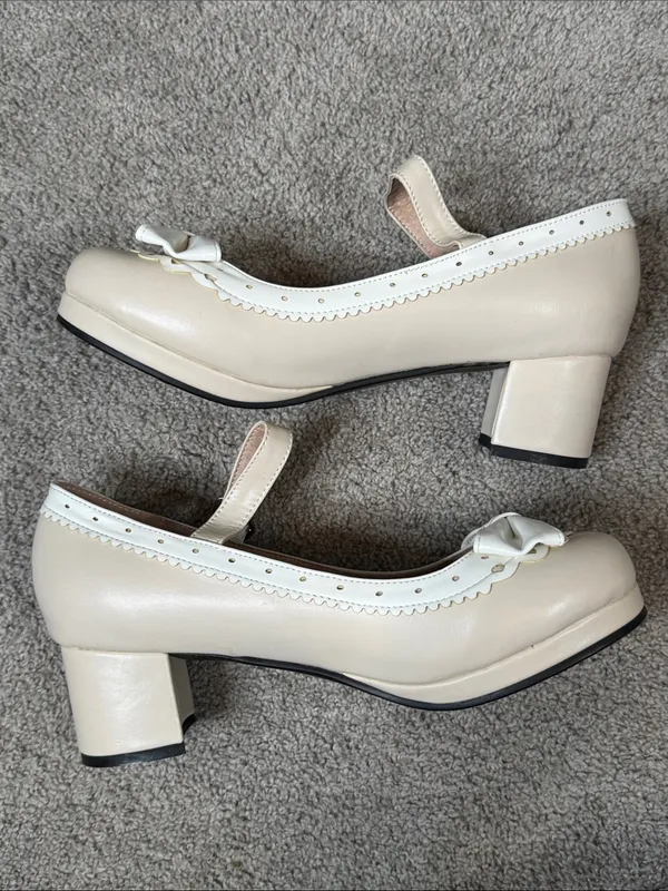 Women’s Chunky Heel Mary Jane Pumps Cute Bow Hearts Round Toe Size 10.5 NEW - Image 12