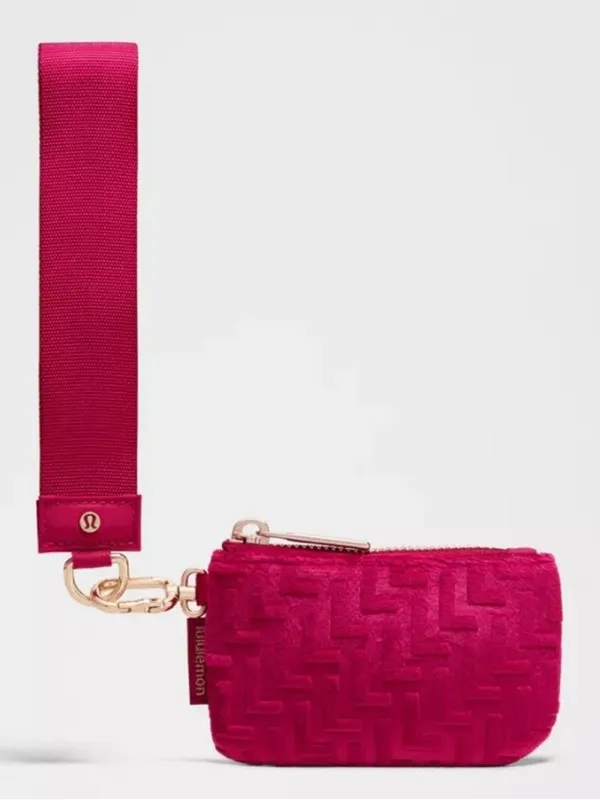 Lululemon NWT Dual Pouch Wristlet Keychain Strap L Monogram Velvet Pink - Image 3