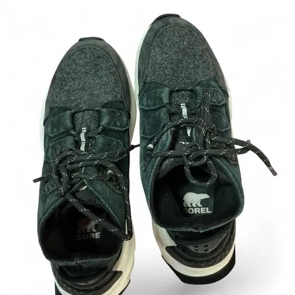 Sorel Kinetic RNEGD Sporty Chunky Sneaker Womens 6.5 Black Grey Wavy Platform - Image 6