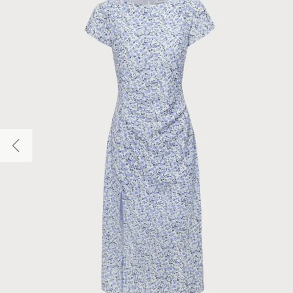 RIHOAS The Blue Round Neck Floral Slit Midi Dress 3 - Image 5