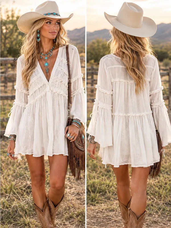 LISA ROBERTSON | Boho Mini Dress / Tunic ✨ STUNNING BOHO WESTERN FIND! ✨ - Image 2
