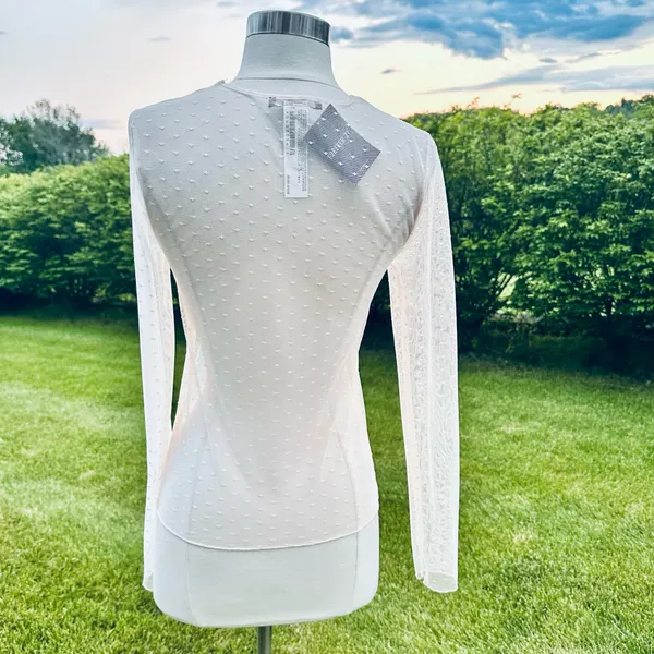 Forever 21 off white sheer lace polka dot top - Image 8