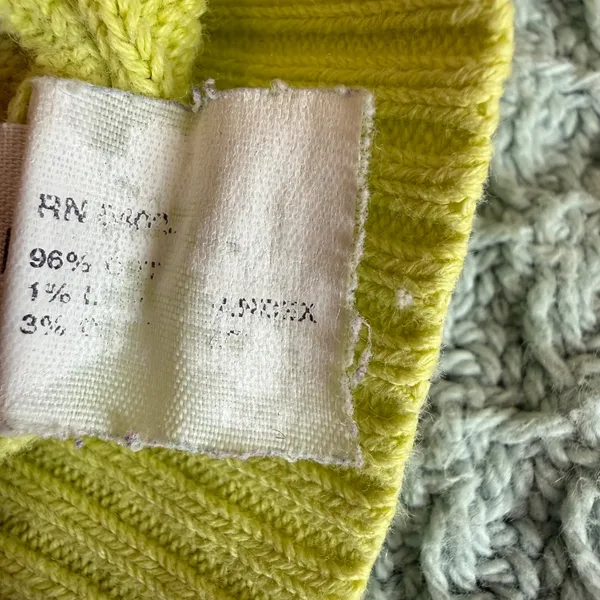 Vintage Gap Y2K Cable Knit Sweater Womens Medium Neon Yellow Green 3/4 Sleeve - Image 4