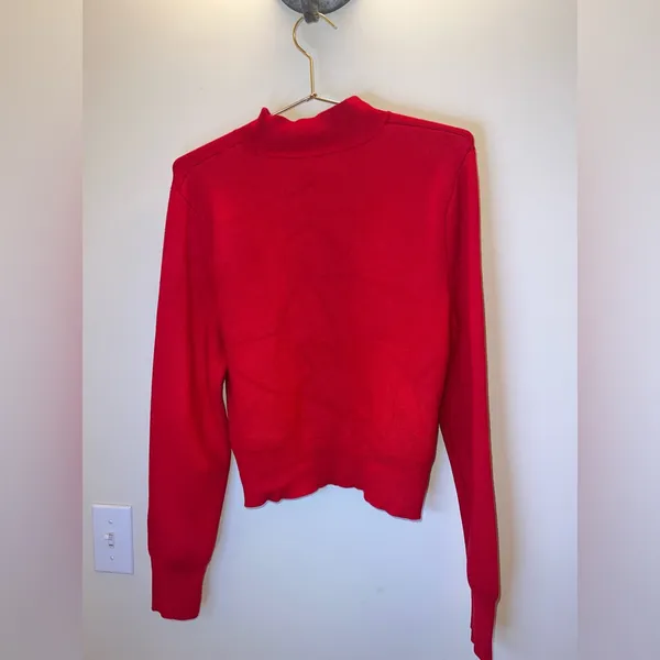 Abercrombie & Fitch Red Mock‎ Neck Heavy Knit Sweater Size L - Image 2