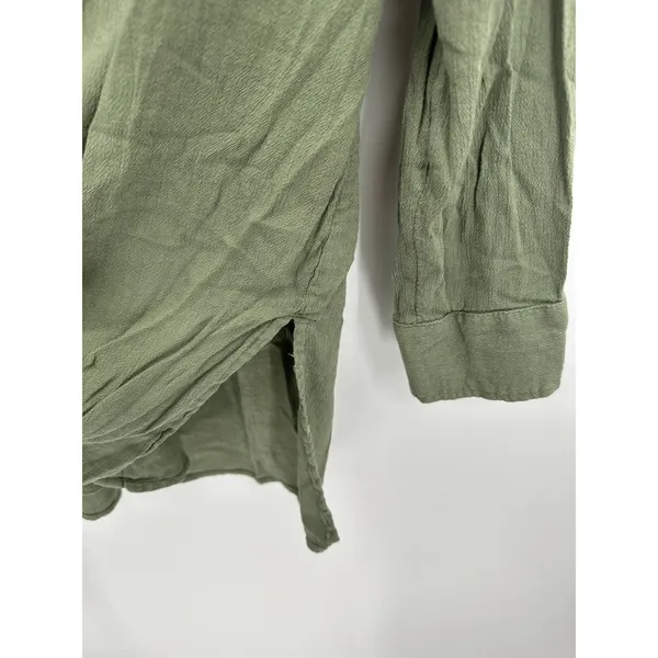 Aerie Women XS Green Long Sleeve Button Front‎ Cotton Blend Shirt G24 - Image 7