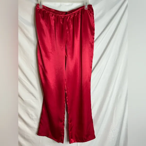 Linea Donatella Womens Satin Notch-Collar Pajama Set Size Large Color red - Image 4